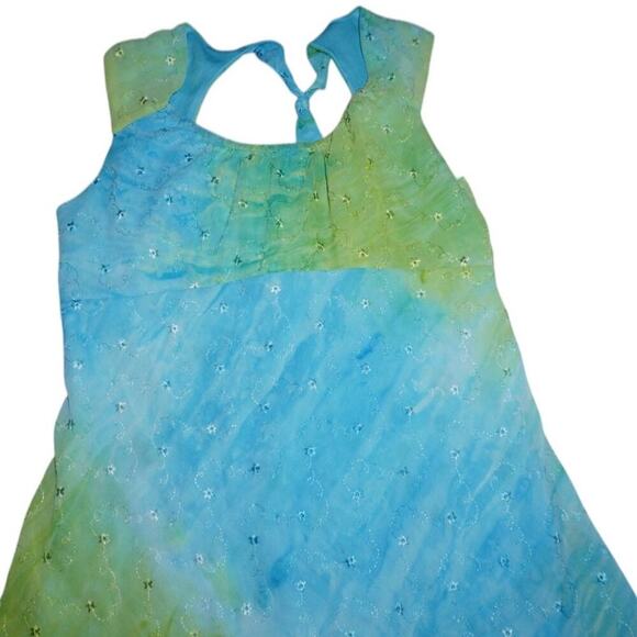 Hype Kids Green Blue Ombré Fairy Dress Size 8 Y2K Handkerchief Hem Shimmery - Picture 3 of 7